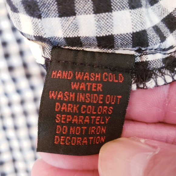 109°F Womens Top Large Black Plaid Gingham Embroidered Floral Cottagecore - Picture 10 of 16